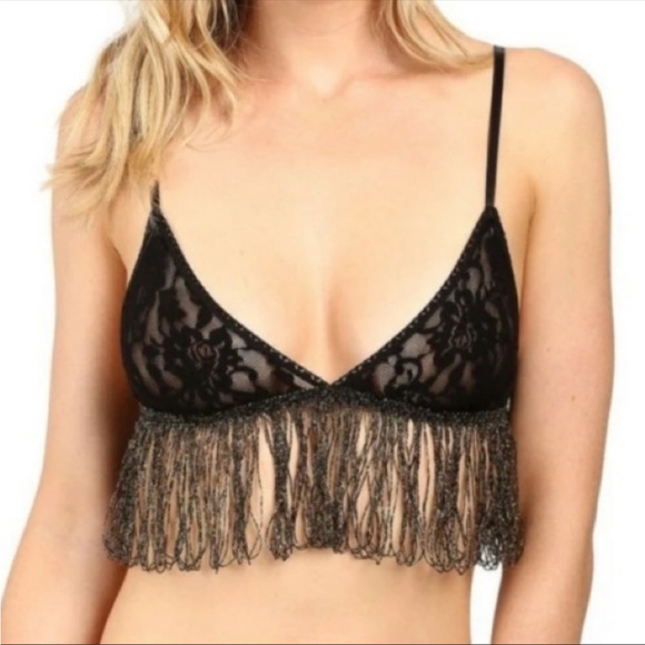 Rare NWT Hanky Panky after midnight purple tassel & lace bralette - Picture 2 of 13